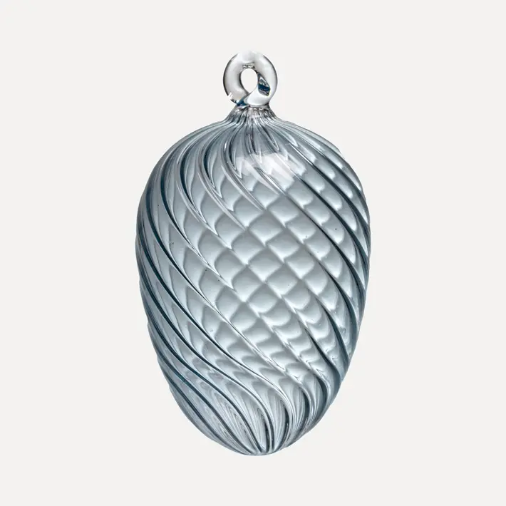 Подвес ручной работы ЯЙЦО 8x9 см, стекло, светло-голубой