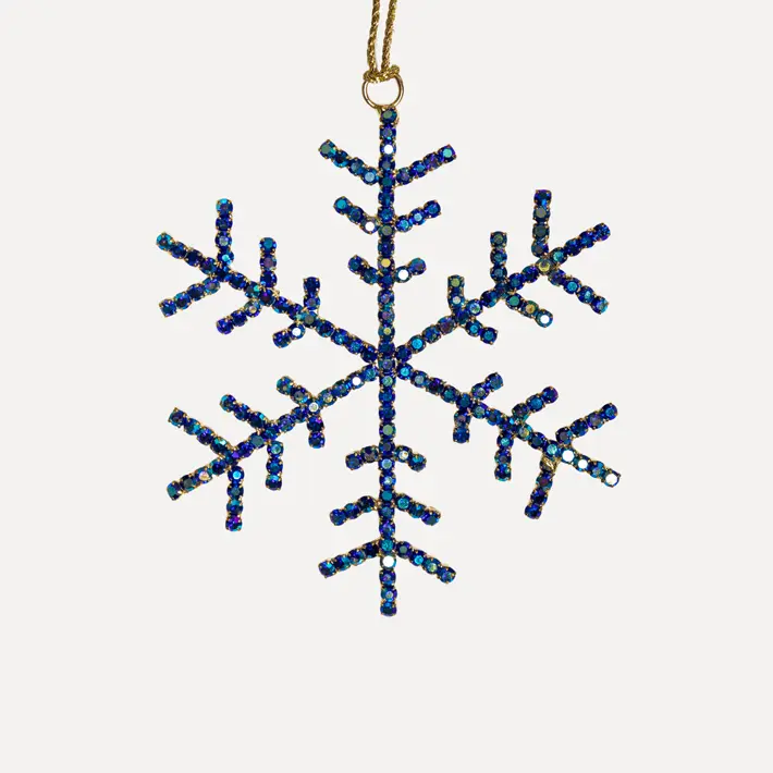 Подвес СНЕЖИНКА с кристаллами D10 см, стекло, металл, синий, мультиколор