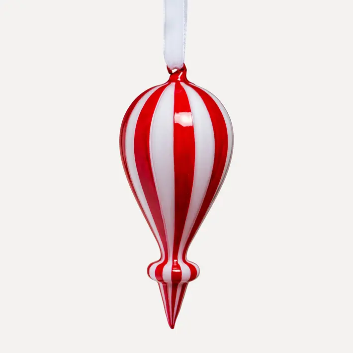 Подвес H18 см, стекло, красный, белый