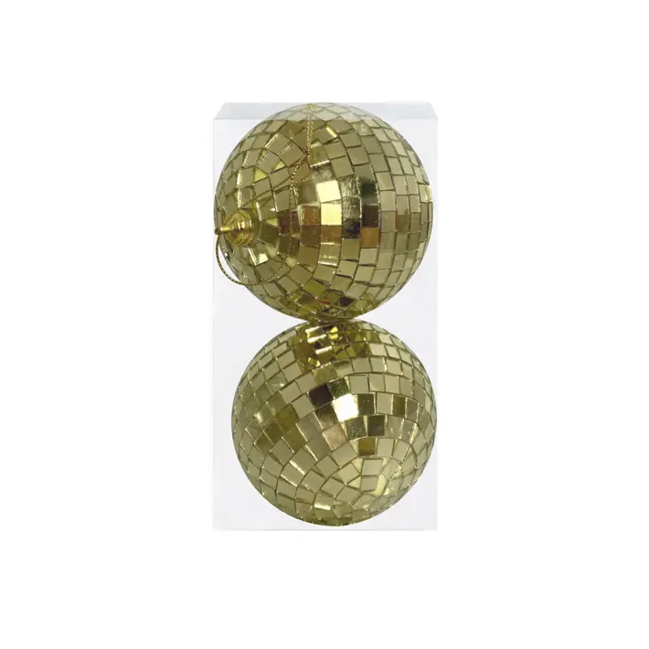 Шары в наборе ДИСКО D10 см, 2 шт, зеркальный, пенопласт, золотой