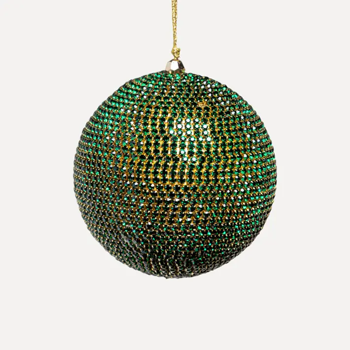 Шар c кристаллами D15 см, пластик, стекло, зелёный