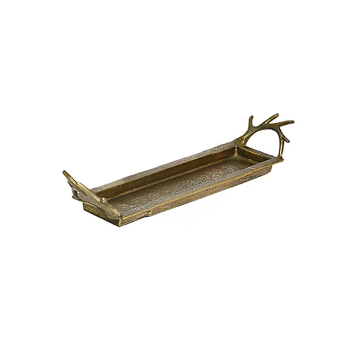 Поднос прямоугольный 58х14х13 см, металл, золотой