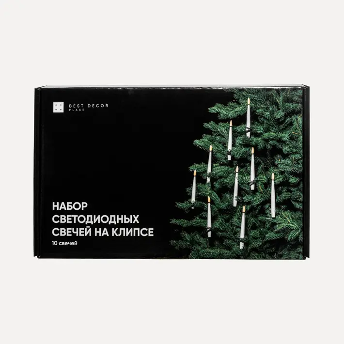Набор светодиодных свечей на клипсе, 10 шт, 1,5х16 см, пластик, белый
