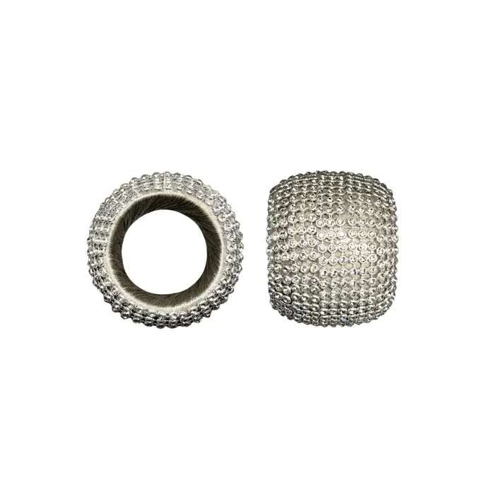Кольца для салфеток в наборе с кристаллами D5 см, 2 шт, пластик, серебряный