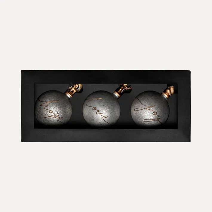 Шары в наборе D10 см, 3шт, стекло, серый