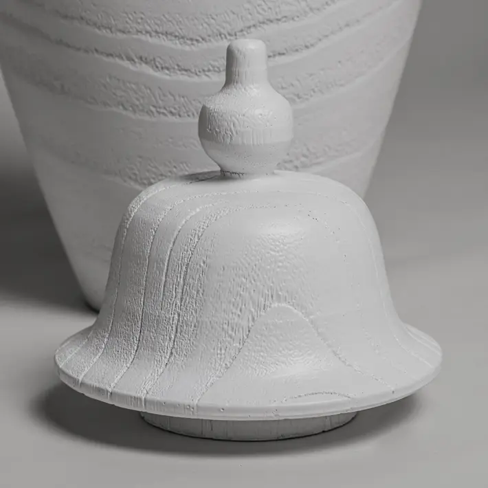 Ваза с крышкой 20х47 см, дерево, белый