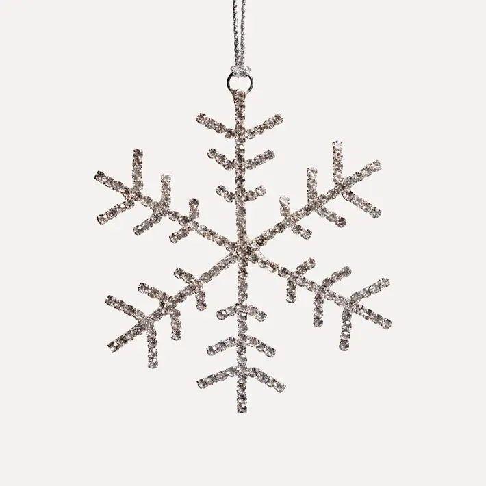 Подвес СНЕЖИНКА с кристаллами D10 см, стекло, металл, серебряный