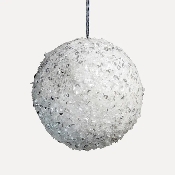 Шар D20 см с пайетками, пенопласт, белый, АУТЛЕТ