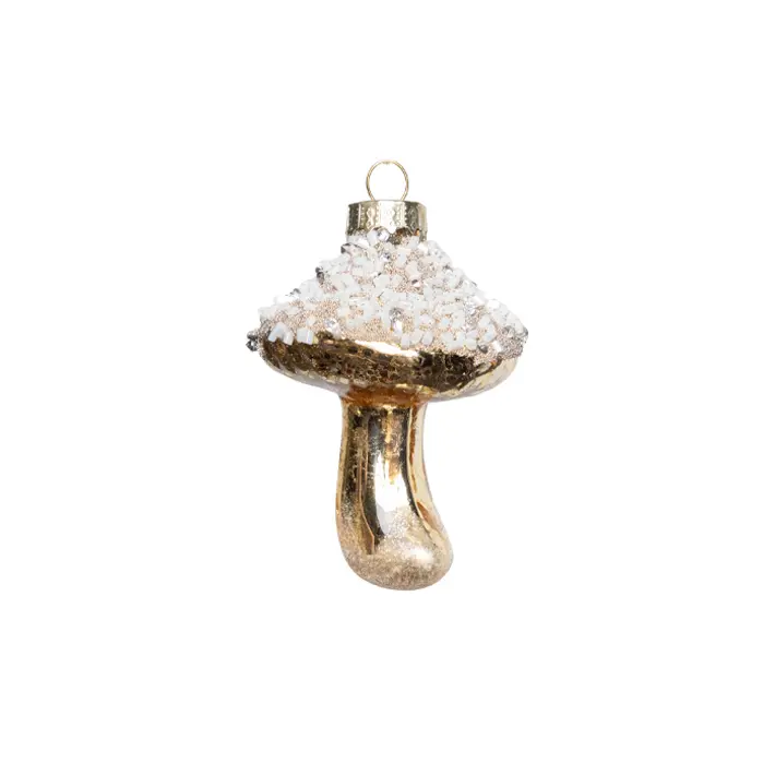 Подвес ГРИБ H8 см, стекло, белый, шампань