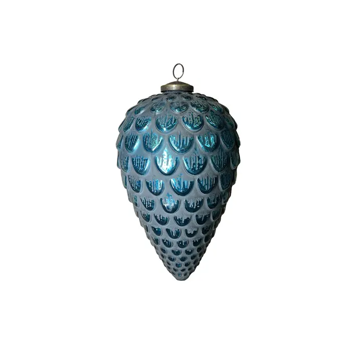 Подвес ШИШКА H25 см, стекло, синий