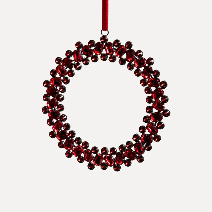 Подвес КОЛЬЦО с кристаллами D15 см, металл, стекло, красный