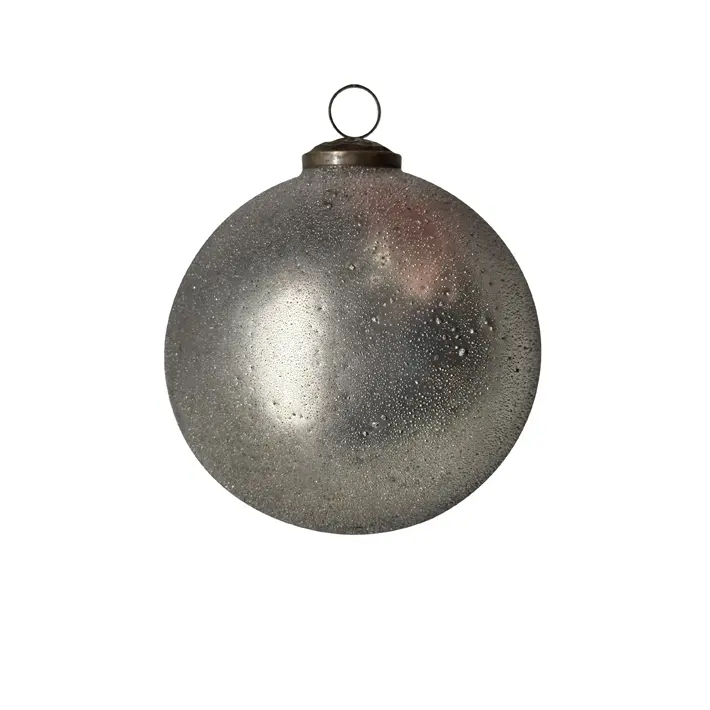 Шар D12 см, стекло, серебряный