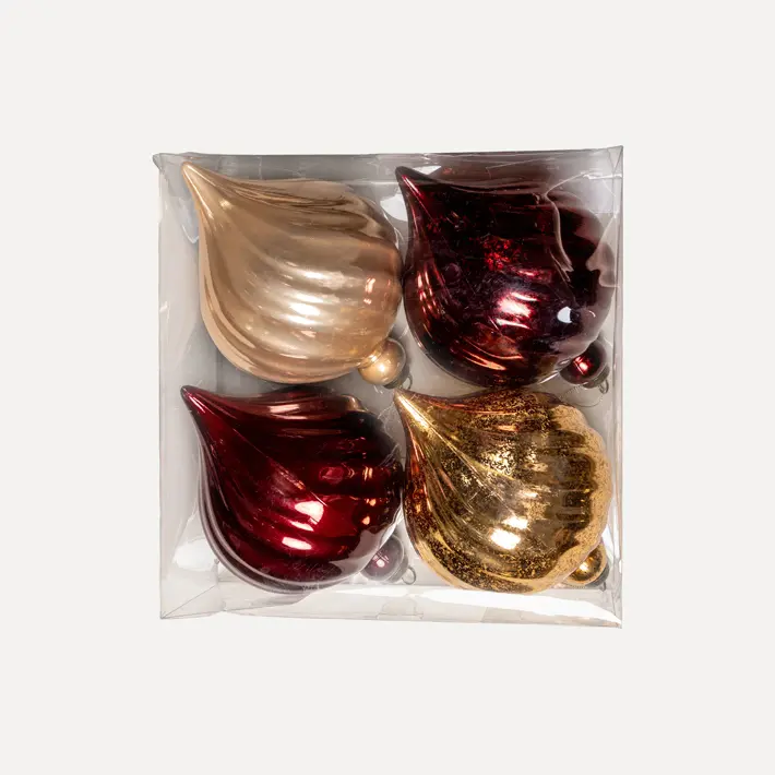 Шары в наборе D15 см, 4 шт, пластик, шампань, бордовый