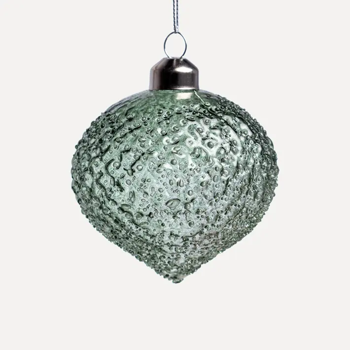 Подвес ЛУКОВИЦА D8 см, стекло, прозрачный, бирюзовый