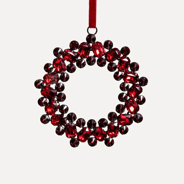 Подвес КОЛЬЦО с кристаллами D10 см, металл, стекло, красный