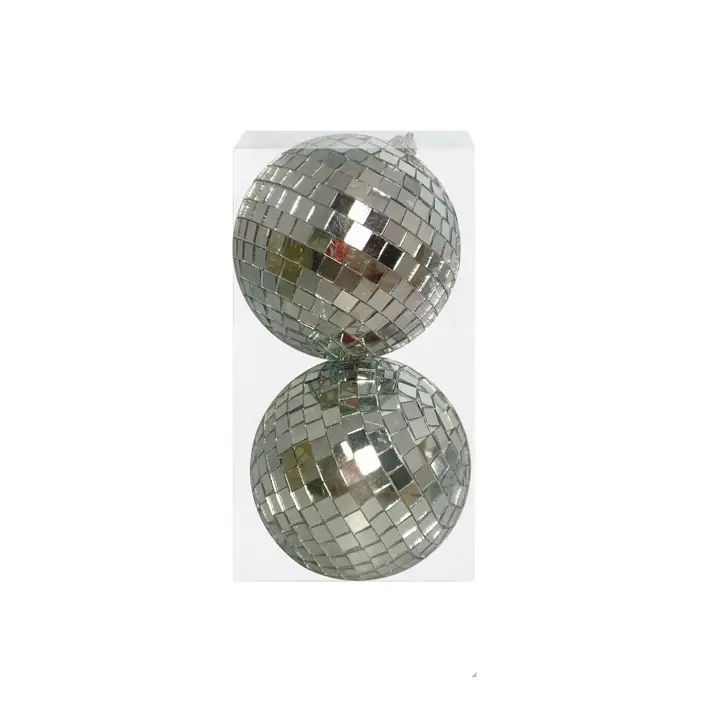 Шары в наборе ДИСКО D10 см, 2 шт, зеркальный, пенопласт, серебряный