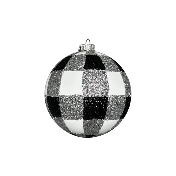 Шар в клетку D8 см, пластик, белый, черный