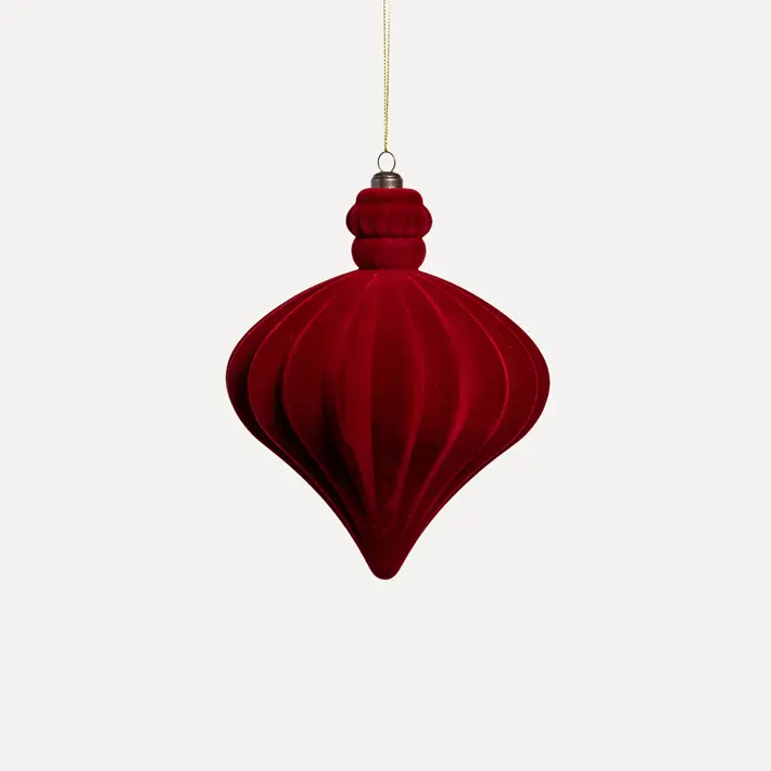 Подвес ЛУКОВИЦА H15 см, пластик, флок, темно-красный