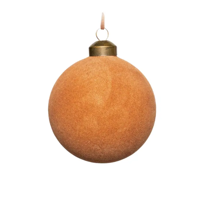 Шар D8 см, стекло, флок, золотой