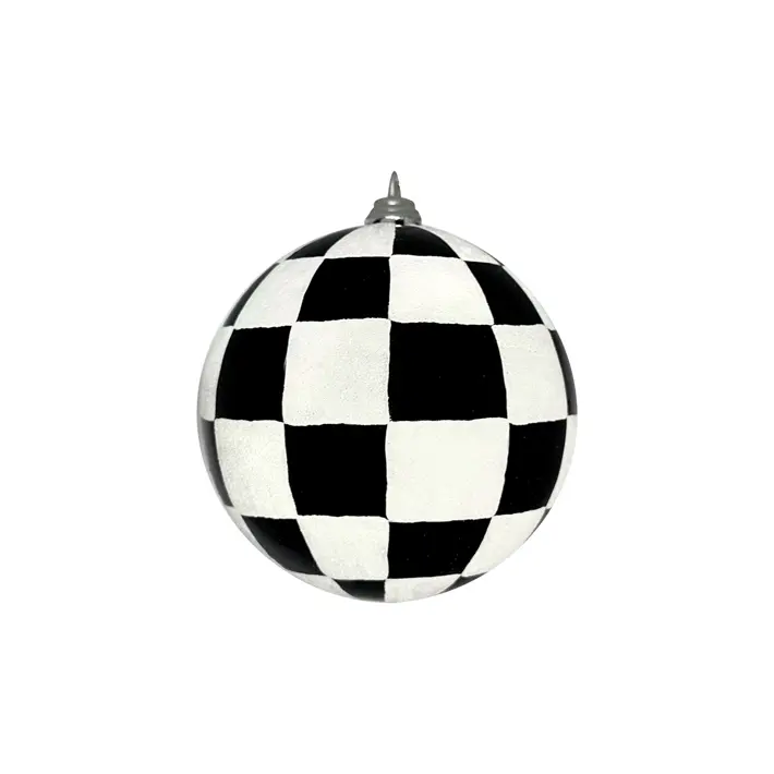 Шар в клетку D10 см, пластик, белый, черный