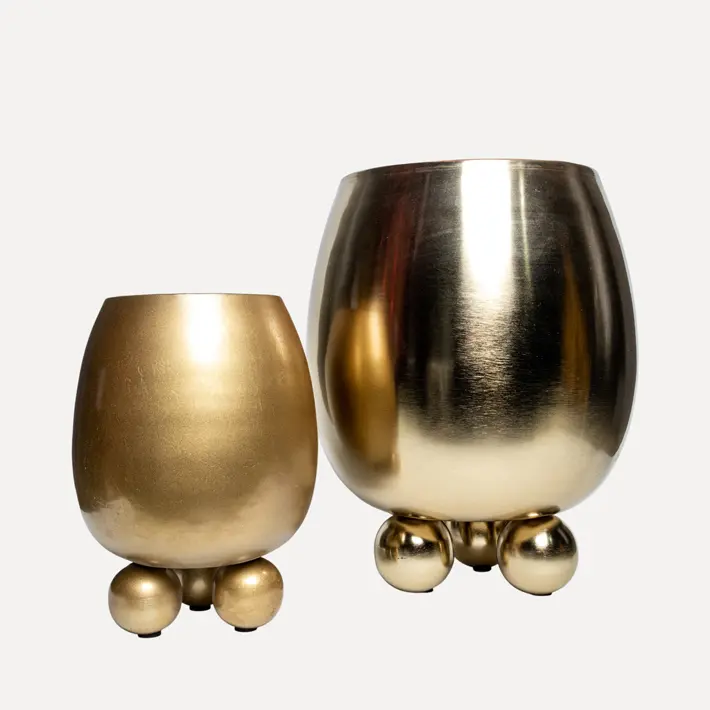 Набор из 2-х кашпо на круглых ножках 27x32, 18x23 см, металл, золотой