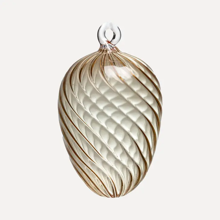 Подвес ручной работы ЯЙЦО 8x9 см, стекло, светло-желтый