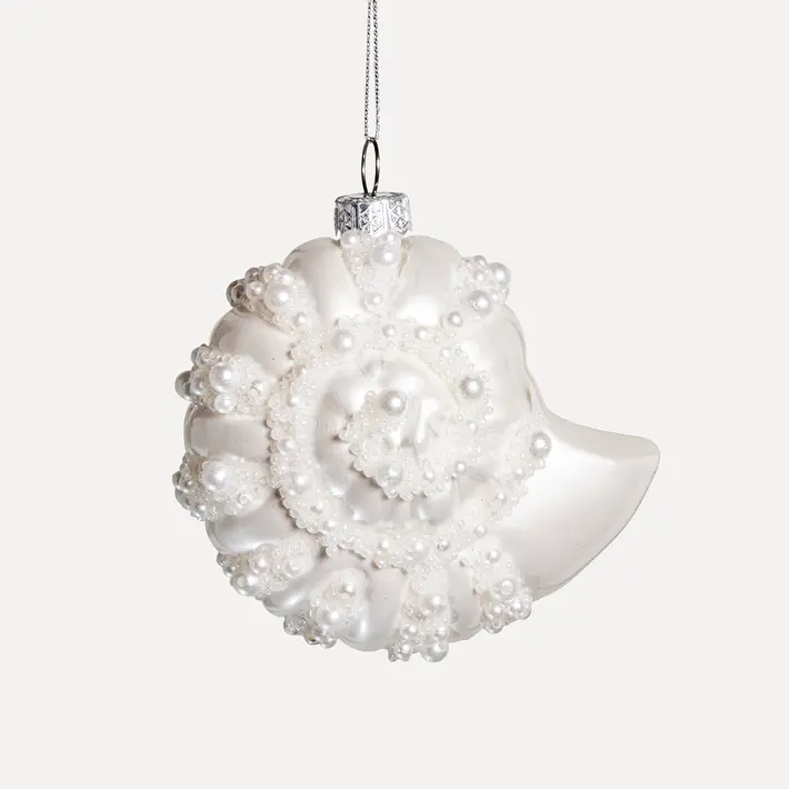 Подвес РАКУШКА 9x10 см, стекло, белый