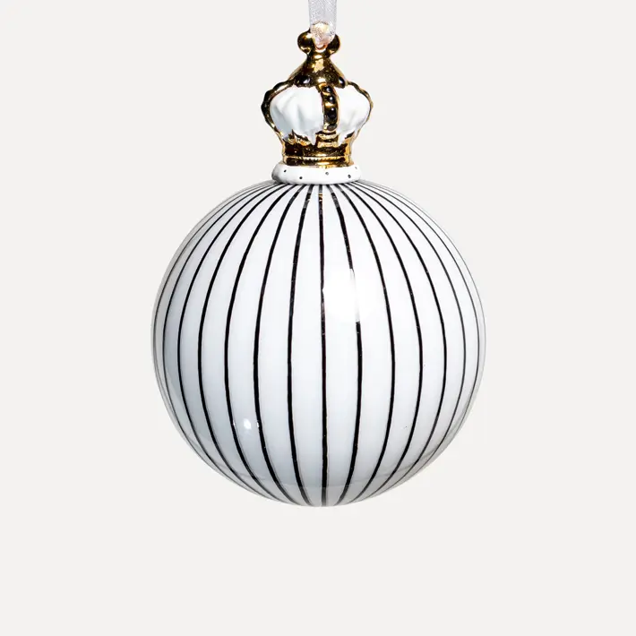 Шар D15 см, стекло, белый, черный