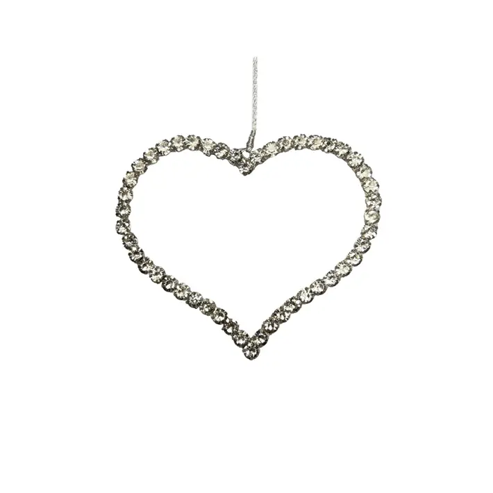 Подвес СЕРДЦЕ D12 см, стекло, металл, серебряный