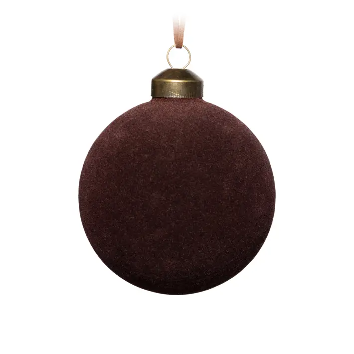Шар D10 см, стекло, флок, коричневый