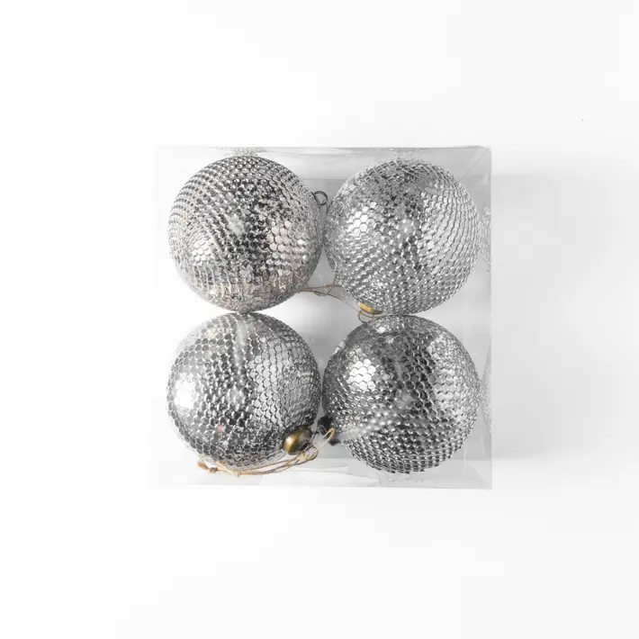 Шары в наборе D12 см, 4 шт, пластик, серебряный