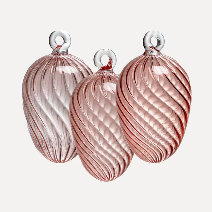 Набор украшений ручной работы ЯЙЦА, H6 см, 3 шт, светло-розовый, розовый, тёмно-розовый