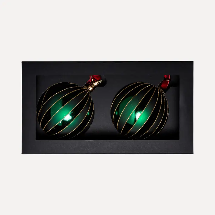 Шары в наборе D12 см, 2шт, стекло, зеленый