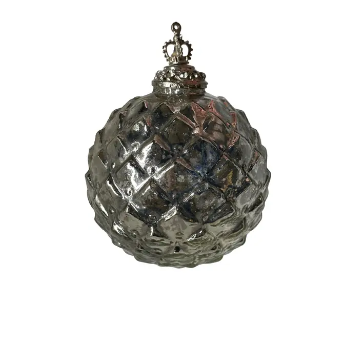 Шар D10 см, стекло, серебряный