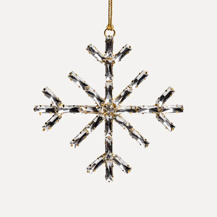 Подвес СНЕЖИНКА с кристаллами D10 см, стекло, металл, серебряный