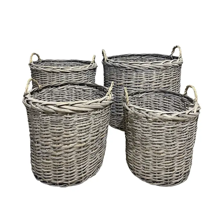 Комплект из 4-х плетёных корзин 70х60х64 60х55х54 50х45х45 43х43х38 см, ива, серый