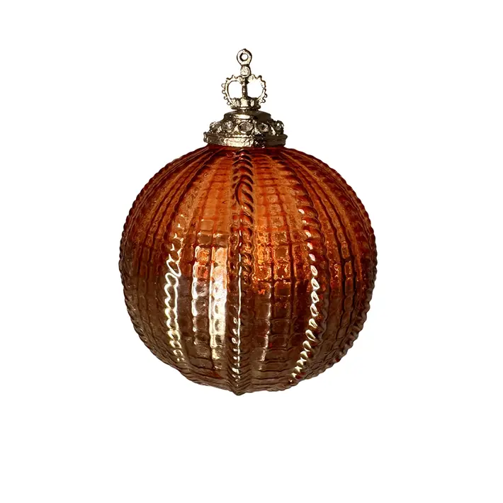 Шар D10 см, стекло, оранжевый, серебряный