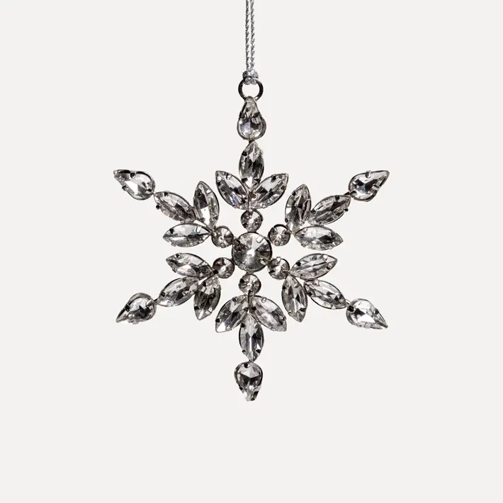 Подвес СНЕЖИНКА с кристаллами D10 см, стекло, металл, серебряный