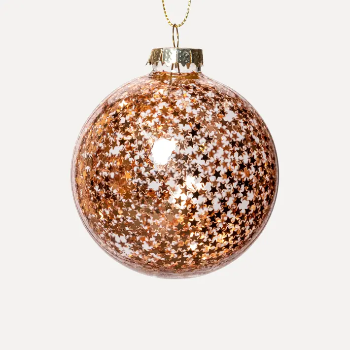 Шар с пайетками D8 см, стекло, медный