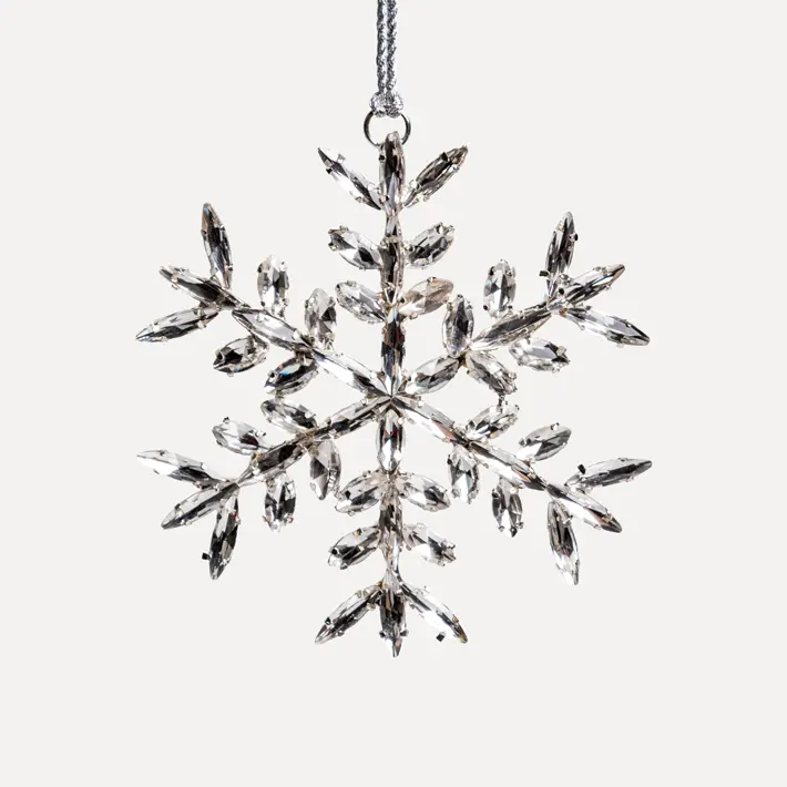 Подвес СНЕЖИНКА с кристаллами D10 см, стекло, металл, серебряный