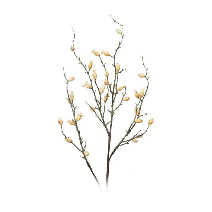 Ветвь ягодная H112 см, пластик, коричневый, белый