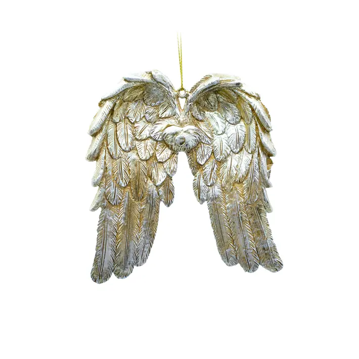 Подвес КРЫЛЬЯ Н13 см, глиттер, пластик, шампань