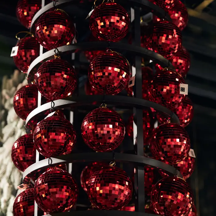 Шар ДИСКО D15 см, зеркальный, пенопласт, красный