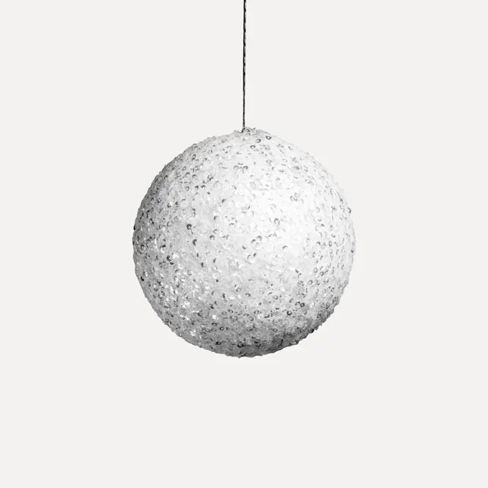 Шар D10 см с пайетками, пенопласт, белый
