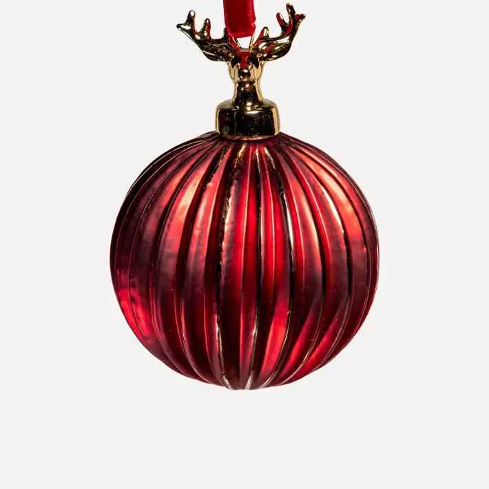 Шар D15 см, стекло, красный