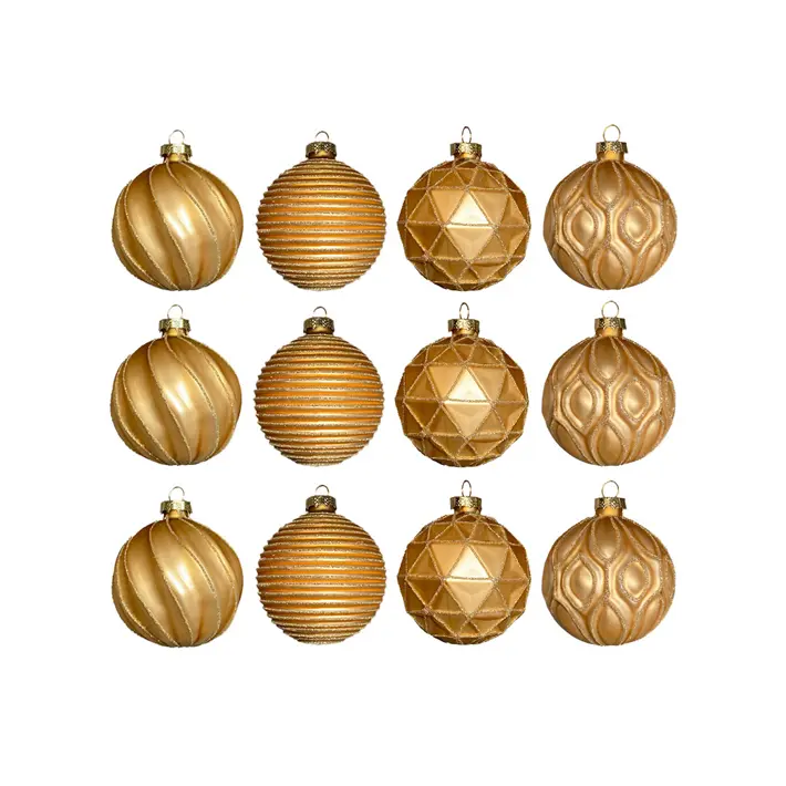 Шары в наборе D8 см, 12 шт, стекло, шампань