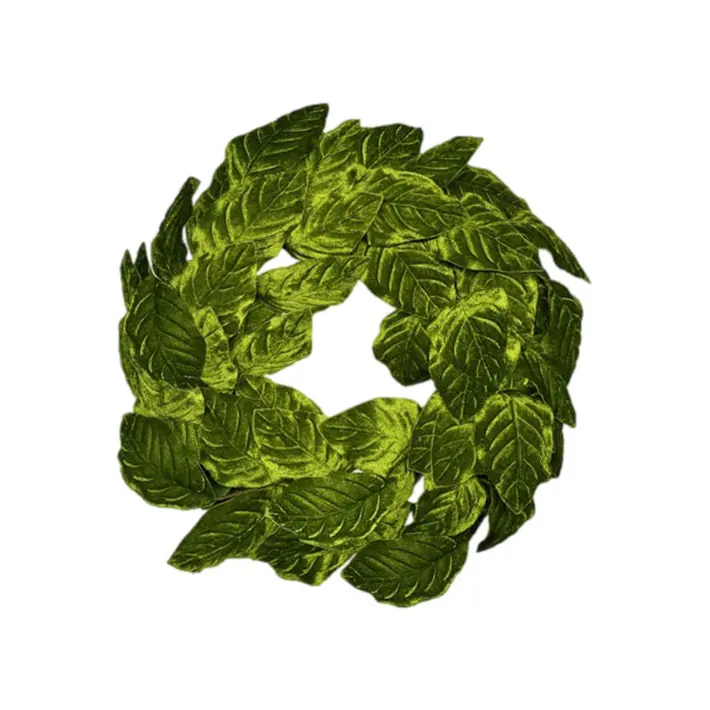 Венок с листьями D66 см, бархат, травяной