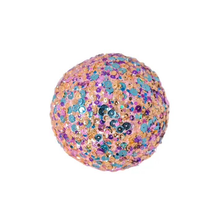 Шар с пайетками D10 см, пенопласт, мультиколор, розовый