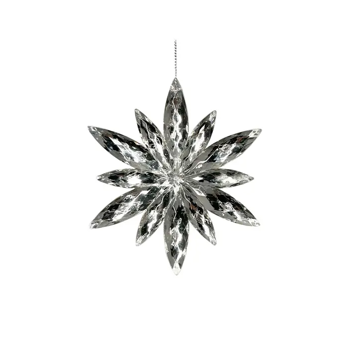 Подвес СНЕЖИНКА D11 см, акрил, серебряный