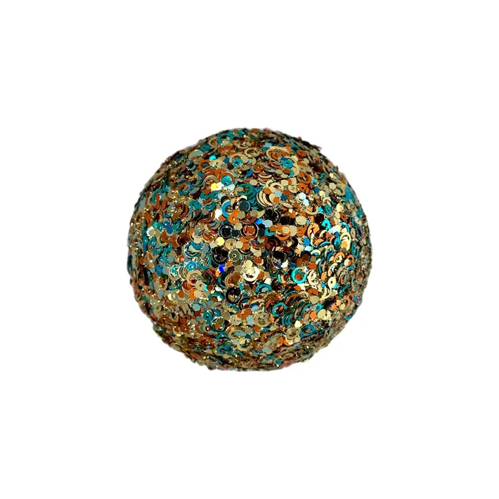 Шар D10 см с пайетками, пенопласт, бирюзово-золотой, мультиколор